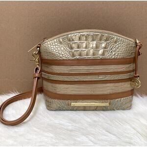 Brahmin Gold and Tan Crossbody Bag